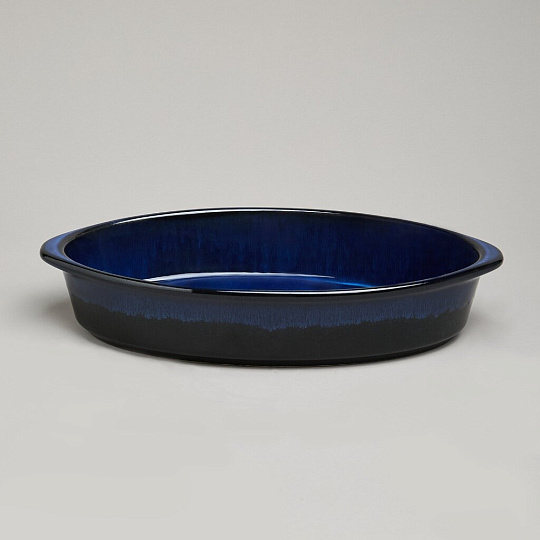 Форма для запекания керамика, 22х37х7 см, 2.5 л, овальная, Agness, Reactive Blue, 780-129