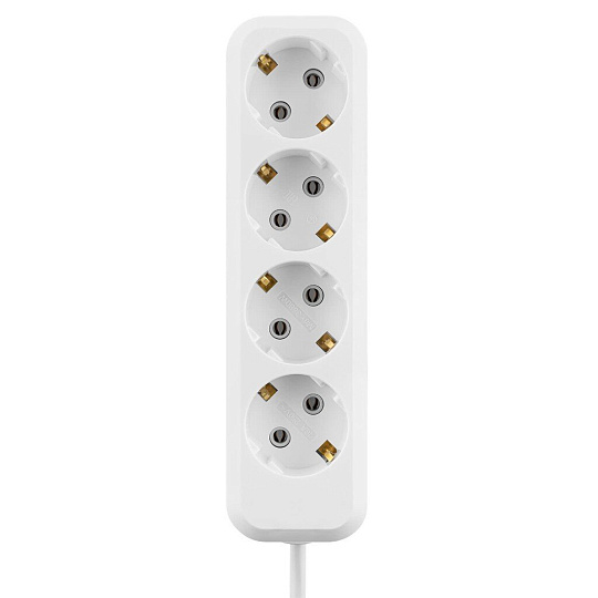 Удлинитель 4 гнезда, 10 м, с заземлением, 16 А, 3680 Вт, белый, TDM Electric, Народный, SQ1303-1409
