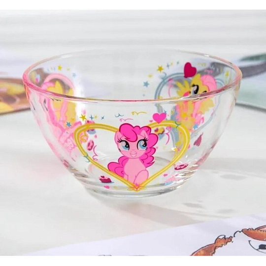 Набор детской посуды стекло, 3 шт, My Little Pony, кружка 250 мл, салатник 13 см, тарелка 19,5 см, MLPS3G-1