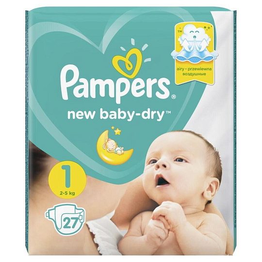 Подгузники детские Pampers, Newborn, 1, 0 - 5 кг, 27 шт, унисекс