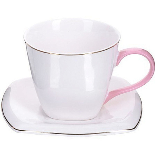 Чайная пара фарфор, 2 предмета, на 1 персону, 220 мл, Loraine, 28490, подарочная упаковка, белая