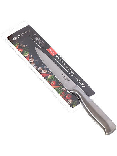 Нож кухонный Daniks, Ферра, универсальный, нержавеющая сталь, 12.5 см, рукоятка сталь, YW-A042-UT
