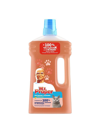 Средство для мытья полов и стен Mr.Proper, Свежий цитрус, 1 л, Для домов с кошками, 0001008355