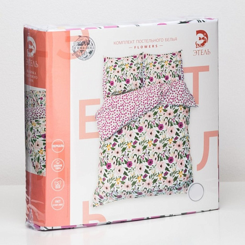 Постельное бельё "Этель"1.5 сп "Flowers" 143х215 см, 150*70 см, 70*70 см -2 шт, 4800790