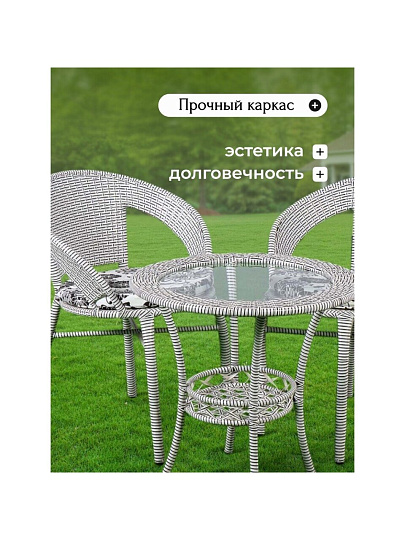 Мебель садовая стол, 55х55х57.5 см, 2 кресла, подушка, 120 кг, T2022-7058