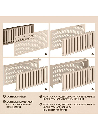 Экран для радиатора, МДФ, 1200х600 мм, белый, Готико, Стильный Дом, v545714