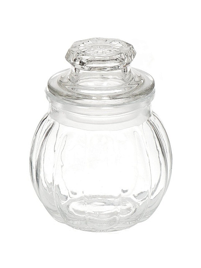 Банка для сыпучих продуктов, стекло, 0.2 л, 8х10 см, с крышкой, Рифленая, JC-11805