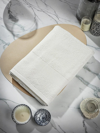 Полотенце банное 50х90 см, 100% хлопок, 380 г/м2, Грация, Silvano, молочное, Узбекистан