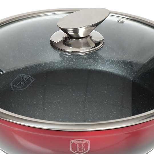 Сотейник с антипригарным покрытием Berlinger Haus Metallic Line 1626N-ВН со стеклянной крышкой, 3.8 л, 28 см