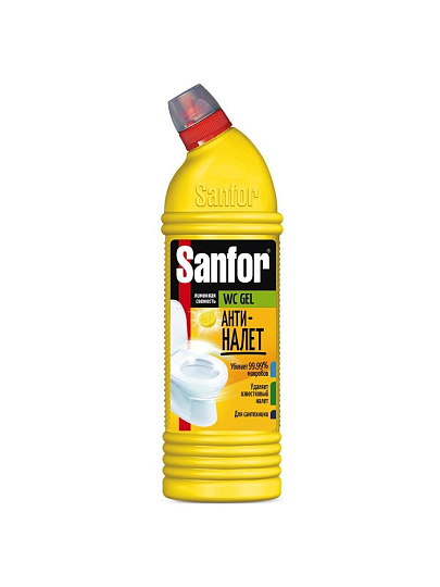 Средство для унитаза Sanfor, Свежесть лимона, гель, 750 мл, 1550