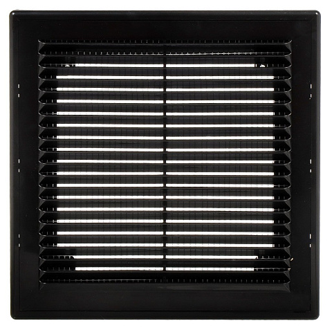 Решетка вентиляционная пластик, вытяжная, 210х210 мм, с сеткой, черная, Viento