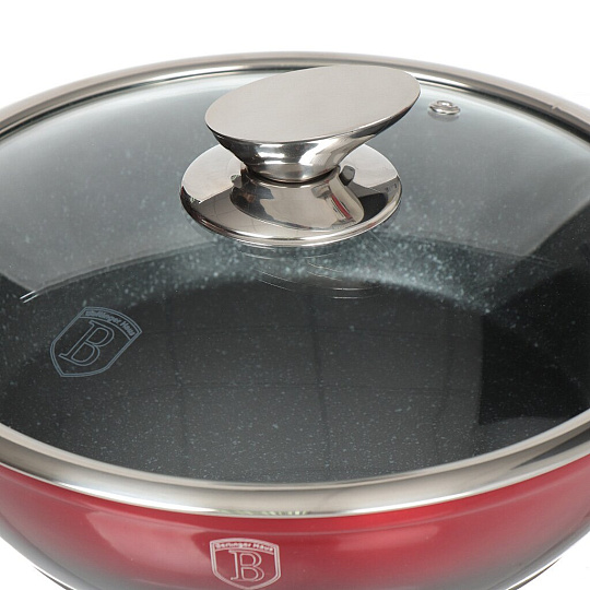 Сковорода алюминий, 24 см, антипригарное покрытие, Berlinger Haus, Metallic Line, с крышкой, индукция, 1629N-ВН