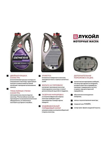 Масло моторное 10W40, Лукойл, Genesis Universal SN, 4 л, 3148646