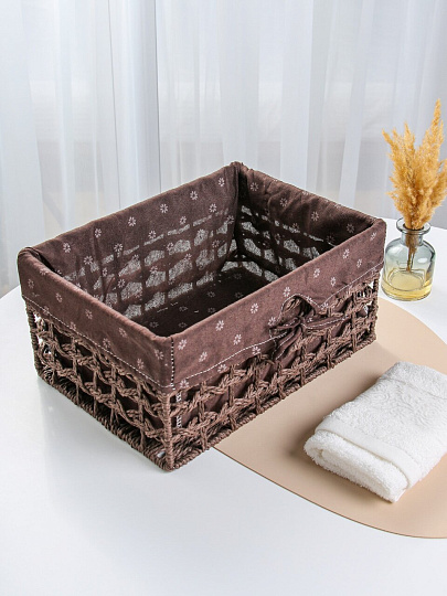 Корзина 30х20х14 см, прямоугольная, плетеная, мокко, Y4-9642