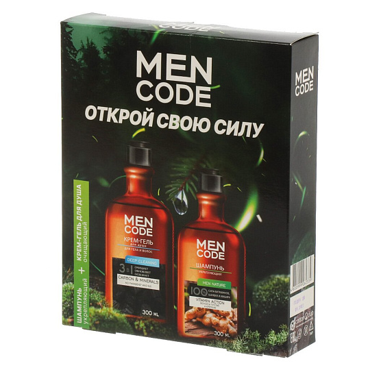 Набор подарочный для мужчин, Men Code, Открой свою силу, крем-гель для душа, 300 мл + шампунь Men nature, 300 мл