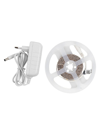 Лента светодиодная SMD 2835, 4.8 В, IP20, 3 м, 12 Вт, готовый комплект, адаптер, General Lighting Systems, GLS-2835-60-4.8-12-IP20-PRO-3-3-KIT, 500021