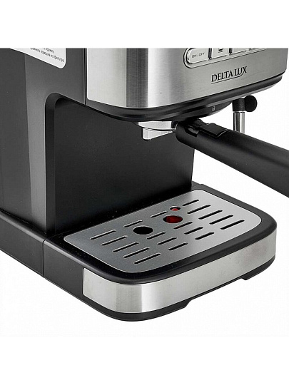 Кофеварка электрическая, рожковая, 1.5 л, Delta Lux, DE-2003, 850 Вт, 15 бар, капучино, эспрессо, черная
