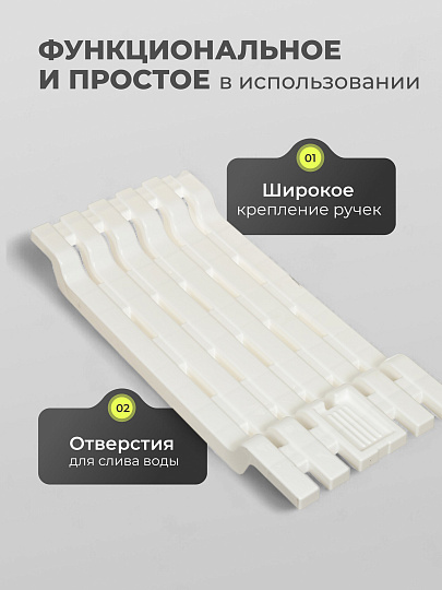 Полка для ванной пластик, накладная, прямая, 30х7х68 см, белая, Idea, М2586