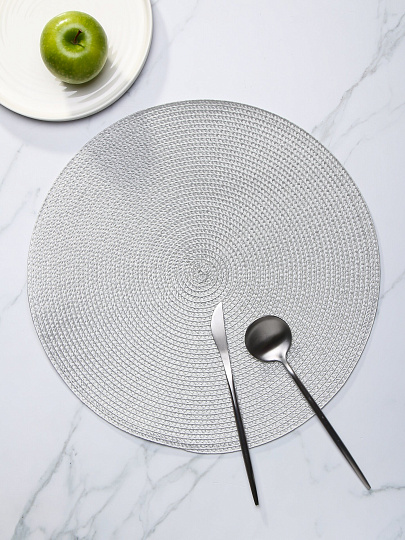 Набор салфеток полимер, 38х38 см, кругл, 4 шт, стальная, МП, Y6-2538