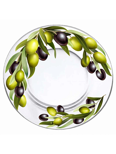 Тарелка сервировочная, стекло, 19.5 см, круглая, Оливки, Декостек, 327/1-Д
