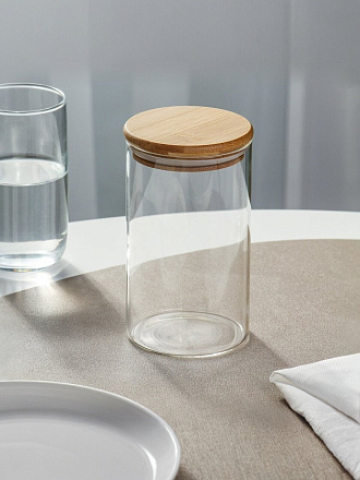 Банка для сыпучих продуктов, стекло, 0.65 л, 8.5х15 см, с крышкой, Daniks, Стиль, STY85145