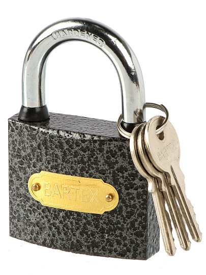Замок навесной BARTEX чугунный 63мм Влагонепроницаемый, блистер, 3 ключа, 504662