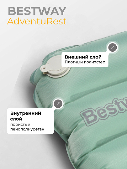 Коврик туристический надувной, 198х71х7.5 см, полиэстер, одноместный, Bestway, AdventuRest, 69618