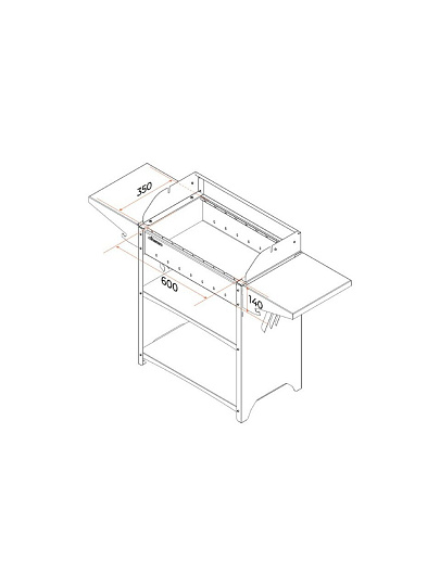 Мангал 1332х600х394х895 мм, 2 мм, гриль, складные полки, Gratar, Standart Grill, FSG2000