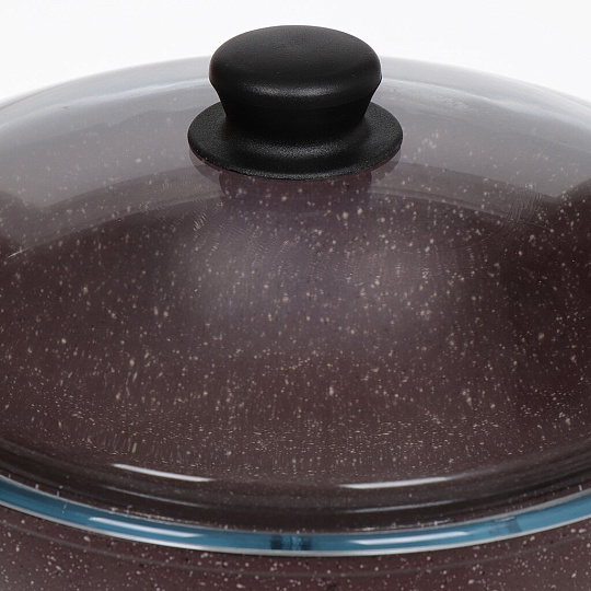 Казан алюминий, антипригарное покрытие, 4 л, Шоколад, с крышкой, Горница, кн2832аш