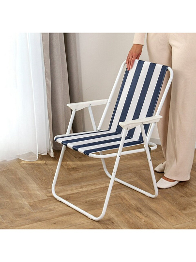 Кресло складное шезлонг 52х47х75 см, DW-1013, черно-белое, полиэстер, 80 кг, Ecos, 993128