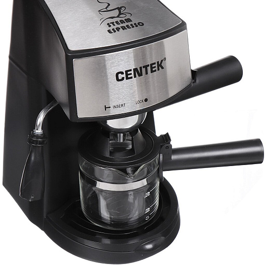 Кофеварка электрическая, рожковая, пластик, металл, 0.24 л, Centek, 800 Вт, 3.5 бар, противокапельная система, CT-1160