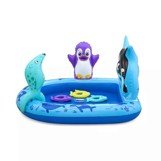 Игровой центр-бассейн Bestway, 134х131х73 см, Polar Pals, 53156, 84 л, 2 кольца, 2 рыбы, тюлень