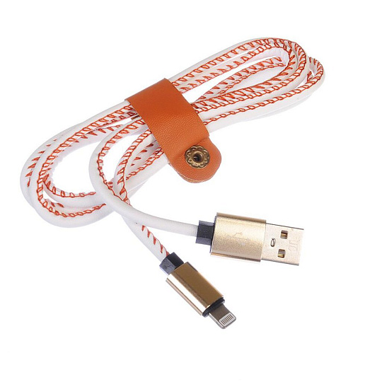 Шнур для зарядки Forza, для Iphone, lightning, оплетка белая кожа, 1.5 А, 1 м, 916-057