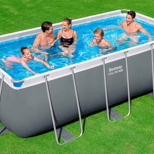 Бассейн каркасный Bestway, 412х201х122 см, Power Steel Rectangular, 56456, фильтр-насос, лестница, 8124 л
