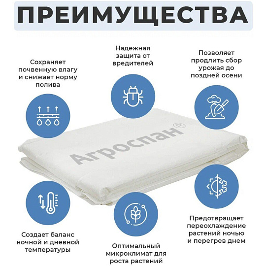 Спанбонд укрывной 60 г/м2, №60, 3.2х10 м, Агроспан, белый
