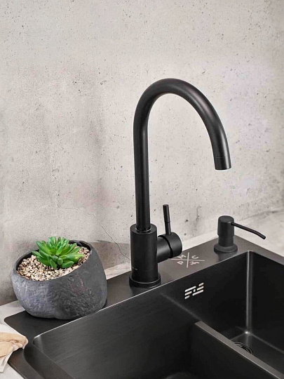 Смеситель для кухни, РМС, с картриджем, черный, SUS124BL-017F