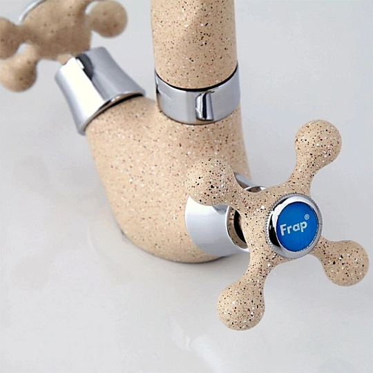 Смеситель для кухни, Frap, с кран-буксой, бежевый, F5408-21