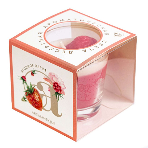 Свеча ароматизированная, 5.5х6 см, в стакане, Aromantique, Ягодное парфе, 60 гр, АМ40602