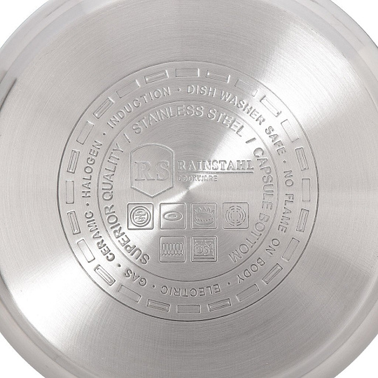 Кастрюля нержавеющая сталь, 4.5 л, с крышкой, крышка стекло, Bohmann, 2114-22RS\CS, индукция