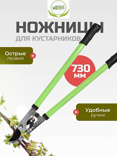 Ножницы садовые для кустарников, лезвие плоскостное, с овальными ручками, Инструм-Агро, НКО D020B-A, 010123