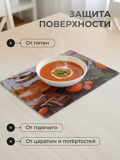 Набор салфеток пластик, 40х28 см, прямоугольный, 4 шт, для стола, Мандарины, Y4-9157