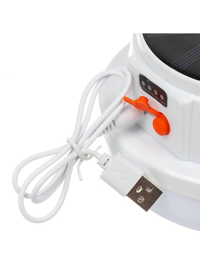 Фонарь кемпинговый, встроенный аккумулятор, зарядка от USB, металл, пластик, режим SOS, зарядка от солнца, DJ011