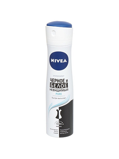Дезодорант Nivea, Черное и Белое Невидимый Pure антиперспирант, для женщин, спрей, 150 мл
