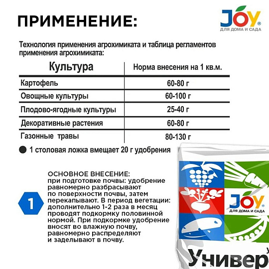 Удобрение Универсал, минеральное, 1 кг, Joy