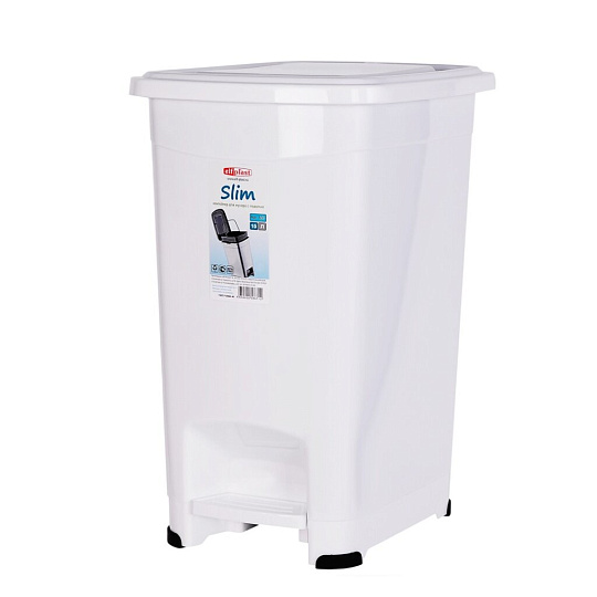Контейнер для мусора пластик, 10 л, прямоугольный, педаль, в ассортименте, Эльфпласт, Slim, 557 ЭП