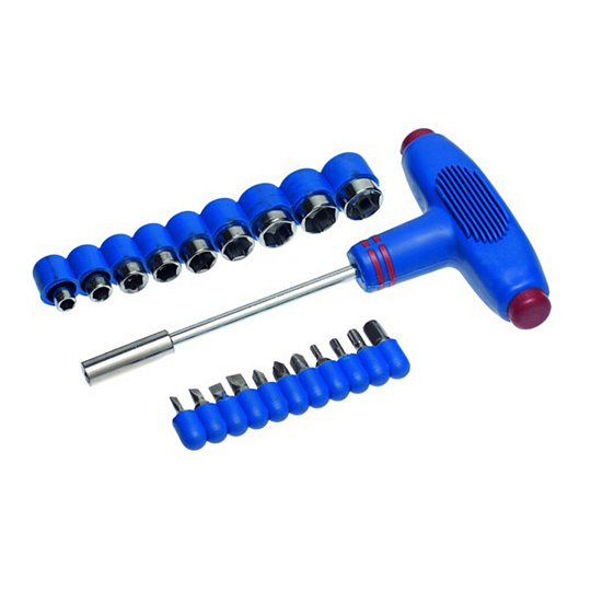 Отвертка реверсивная с битами, 21 предмет, Ормис, с Т-образной ручкая, с насадками, 33-2-123, в ассортименте