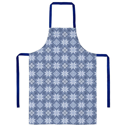 Фартук 60х70 см, 100% хлопок, рогожка, без кармана, Winterland, Снежный калейдоскоп синий, синий, 670944