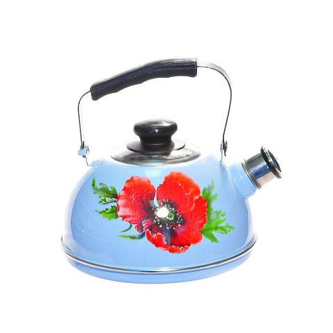 Чайник эмалированный Рубин Ростов С2336 со свистком, рисунок в ассортименте, 2.5 л