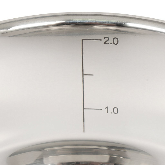 Кастрюля из нержавеющей стали с индукционным дном Wellberg 8042WB со стеклянной крышкой и металлическими ручками, 2 л