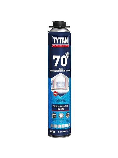 Пена монтажная Tytan, 70, профессиональная, 55 л, 870 мл, зимняя, 15614/63630/19686